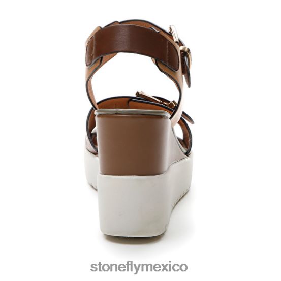 P64Z175 Stonefly mujer ely 17 becerro lthmarrón oscuro/marrón claro/verde sandalias