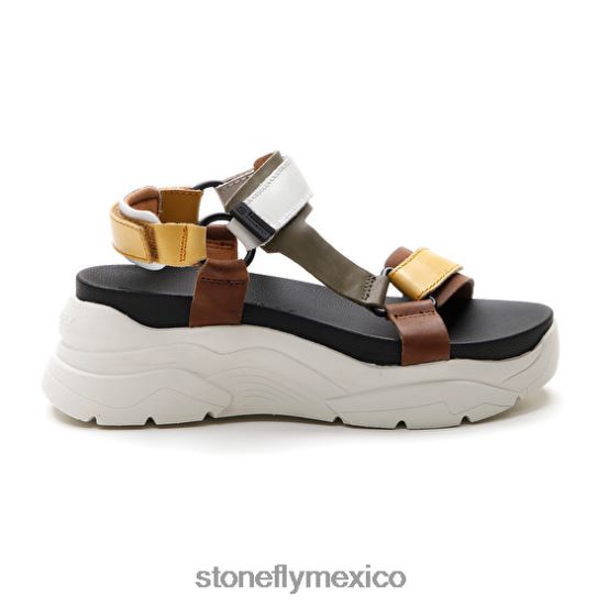 P64Z178 Stonefly mujer fantasía 3 becerro lthamarillo/marrón/verde/blanco sandalias