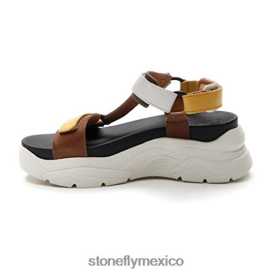 P64Z178 Stonefly mujer fantasía 3 becerro lthamarillo/marrón/verde/blanco sandalias