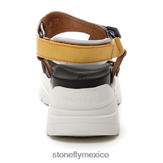 P64Z178 Stonefly mujer fantasía 3 becerro lthamarillo/marrón/verde/blanco sandalias