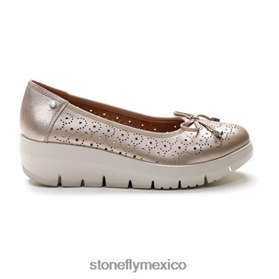P64Z80 Stonefly mujer pluma 12 cuero laminadochampán zapatos